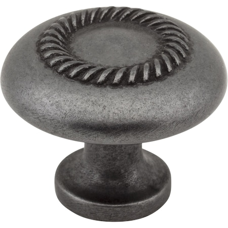 Elements 1-1/4" Diameter Gun Metal Rope Detailed Cypress Cabinet Mushroom Knob Z118-DACM